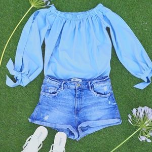 Light blue Off Shoulder Top